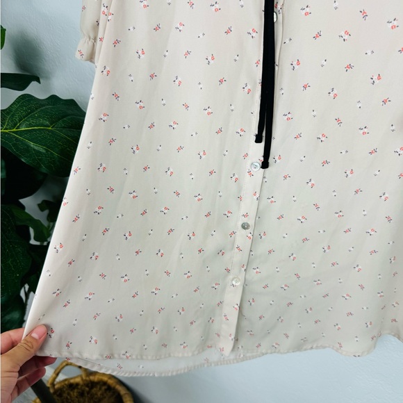 Daisy May Light Pink Button Down Ruffle Chiffon Floral Blouse - Picture 5 of 8